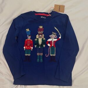 Boden Kids Blue Long Sleeve Shirt with Nutcracker Design